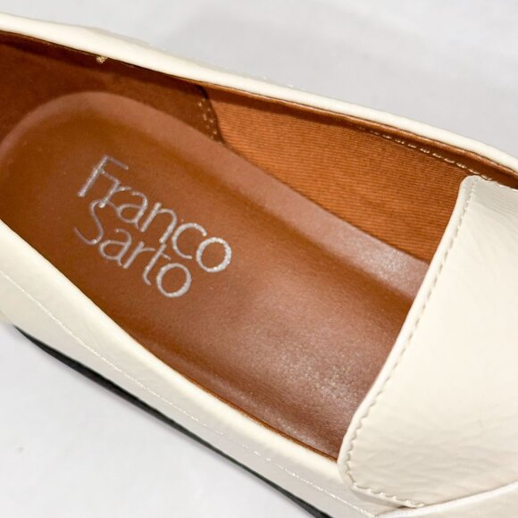 Franco Sarto NWOB Sz 8 Putty /Off White Cassandra Glossy Penny Loafers - Picture 3 of 8